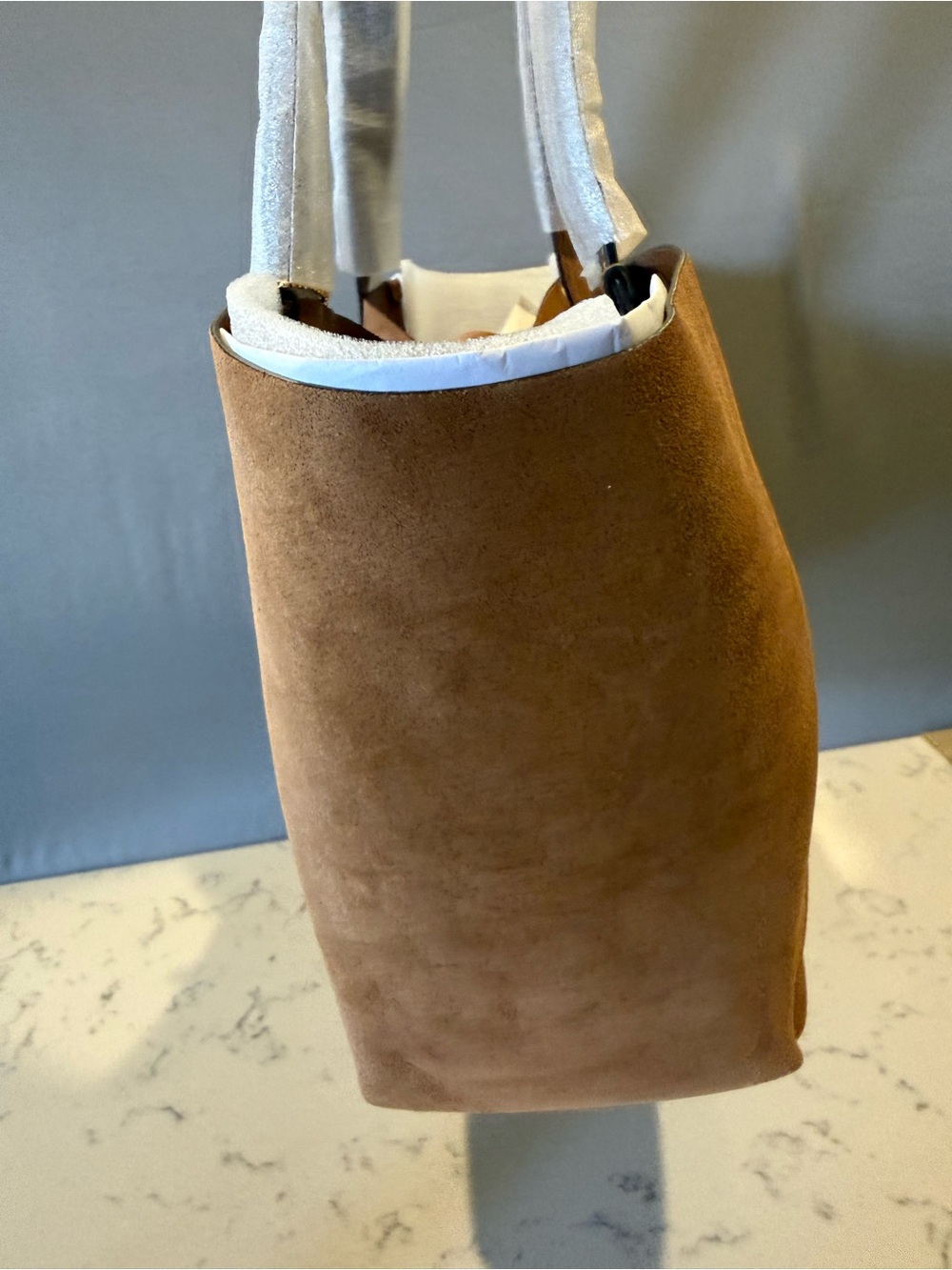 Coach Suede Tote in Rich Chestnut Brown with Gold Hardware - Picture 6 of 10